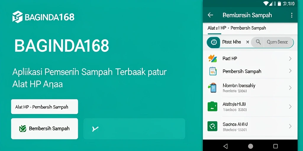 Screenshot antarmuka pengguna BAGINDA168 yang menunjukkan fungsi pembersihan sampah.