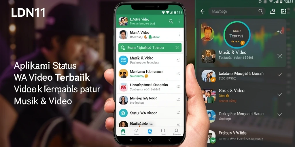 Tampilan antarmuka aplikasi LDN11 untuk Status WA Video yang menarik dan modern.