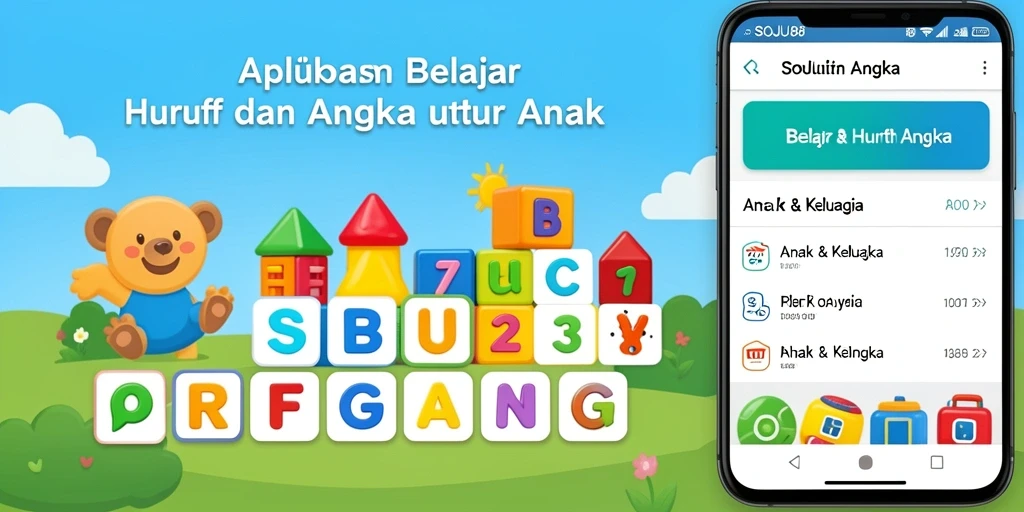 Antarmuka pengguna SOJU88 dengan fitur belajar huruf dan angka.